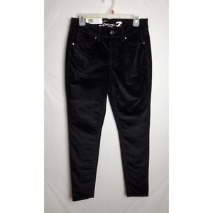 Womens Size 8 Seven Brand Black Velvet Tummy Less High Rise Stretch Skinny Jeans